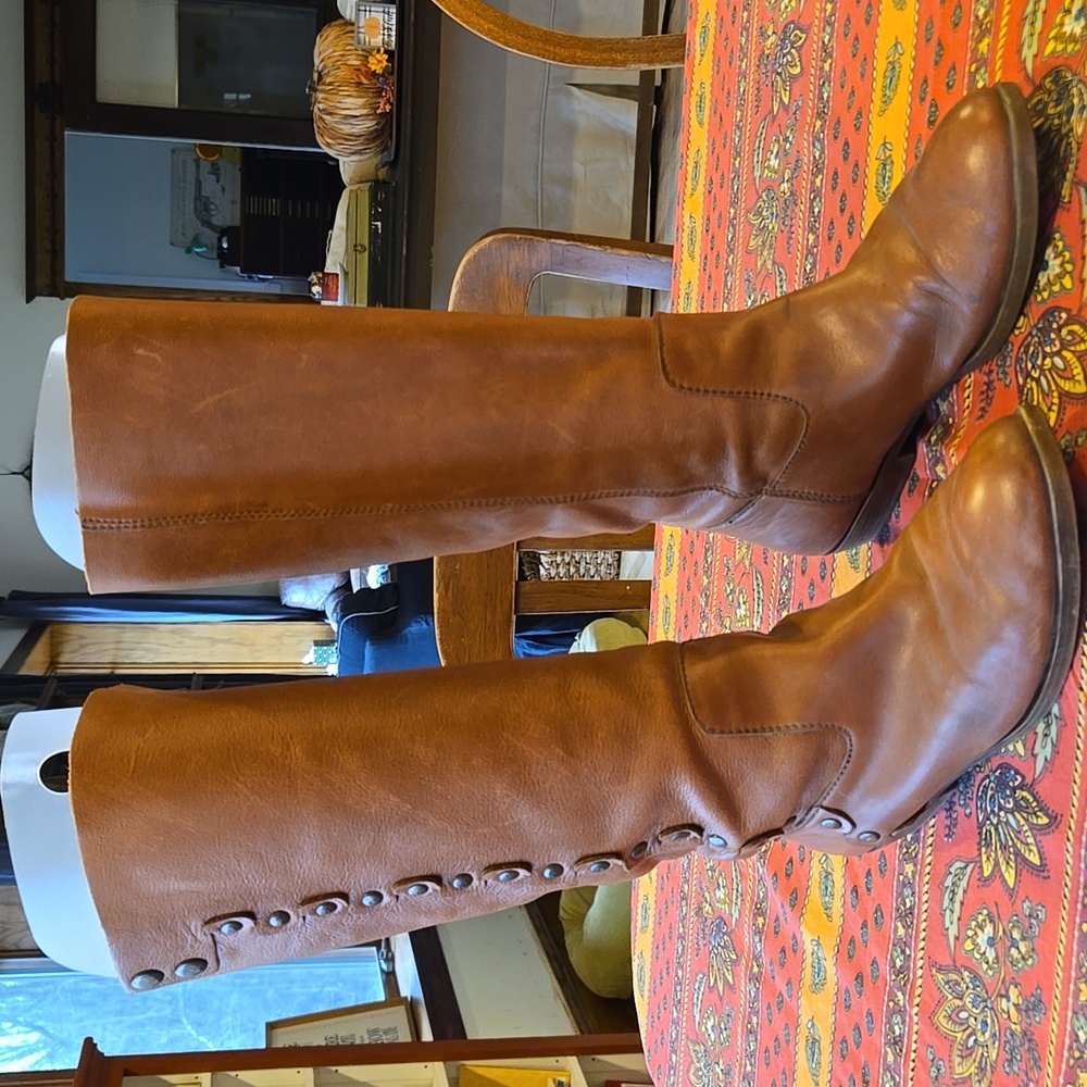 Nine West Vintage America Brown Tan Leather Knee High Boots 10